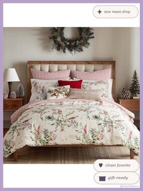 Winterberry Forest King Comforter Set Cotton Holiday Bedding 2 Pillowcases